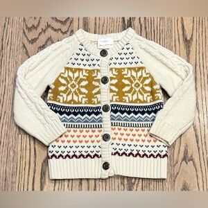 Hanna Andersson Cream and Multicolor Knit Cardigan